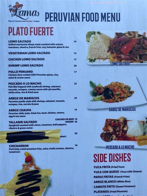 lamas peruvian food truck menu